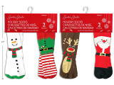 Socks (Chidrens) 2pk 11-3/8in Xmas Print Knitted  2 Asst./Pack. Random Assorted. J-hook. h/c., MOQ:12