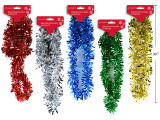 Garland 6.5ft x 4.5ply Tinsel Chunky 4in Tips. 5 Asst.Colours. h/c., MOQ:24