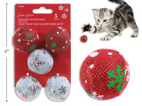 Pet Toy-Cat 5pk 38mm Xmas Tinsel Ball Catnip. t.o.c., MOQ:12