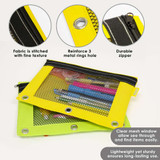 Pencil Pouch-3-Ring Bright Colors w/Mesh Window