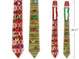 Necktie w/ w/ Ornament & Bells. 3-3/8in(W) 19.5in  Knitted Ugly Sweater . 2 Asst., MOQ:12