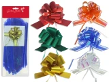 Bows 5.9in Xmas Pull String 6 Asst. 2 Styles x 3 Cols. Pbh., MOQ:12