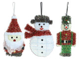 Plaque-Tinsel 3 Asst: Nutcracker / Santa / Snowman. Cht., MOQ:24