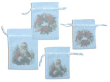 Bag Set/2 Xmas Printed Vintage Santa/Wreath Drawstring Organza Gift 2 Asst. h/c., MOQ:12