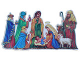 Window Sticker 17.1in x 8.7in Iridescent Tip-On Xmas Nativity Scene. Pbh., MOQ:24