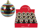 Ornaments-Balls 80mm Xmas Multi-Coloured Disco/Tinsel Hanger. Cht. 12/Dsp., MOQ:12