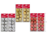 Ornament Assortment- Matte/Shiny Hand Painted Glitter 8pk 30mm 6 Asst. 5th Panel PVC Box., MOQ:24