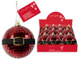 Ornaments-Santa Suit Disco Mirrored Ball 80mm Tinsel Hanger. Cht. 12/Dsp., MOQ:12