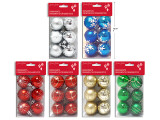Ornament Assorment-Balls 6pk 40mm Matte/Shiny Hand Painted Glitter 6 Asst. 5th Panel PVC Box., MOQ:24