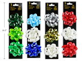 Bows 3pk 3.5in x 21 Loops Star-Includes: Metallic/Matte/ Holographic/Lacquer. 6 Asst. 1.2cm(W) Ribbon.Toc., MOQ:24