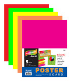 Poster Board 11"x 14" Multicolor-Fluorescent 5Pk
