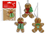 Ornaments- Polyresin Gingerbread Layered w/Satin Hanger.2-7/8in x 2.25in Xmas 3 Asst. Pbh., MOQ:24