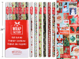Wrap 30in x 60in Xmas Foil Giftwrap 6 Asst.Styles, 56 Rolls/Display., MOQ:56