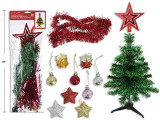 Tree Kit Set/26 18in Includes: 12-Balls+6-Stars+ 1-2m Tinsel Garland +6-Drums +1-Tree Topper. Pbh., MOQ:6