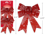 Bows-Flocked Velvet PVC w/ White Glitter Printed Trees 2pk 5-1/8in x 7-7/8in t.o.c., MOQ:24