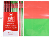 Cello Wrap-Red/Green 30in x 60in 12.5 Sq Ft. Indiv.Shrink Wrap, 56/dsp English Only, MOQ:56
