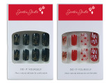 Press-on Nails 24pcs Self-Adhesive. 2 Styles: Reindeer / HoHoHo. Col. Window Box., MOQ:12