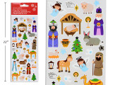 Stickers-Xmas Foil PVC Clear w/ Foil Nativity Pbh., MOQ:12