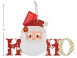 Plaque- Xmas MDF Die-Cut Santa w/Glitter. 13.5in x 7.1in Cht. English Only, MOQ:12