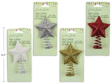 Tree Topper-Mini 3-3/8in x 2-5/8in Xmas Glitter 4 Asst.Colours: Gold / Silver / Red / White.T.o.c., MOQ:24