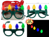 Glasses 5.75in x 4in Xmas B/O 4-LED Light Bulb Cool White. 3 Functions. T.o.c., MOQ:12