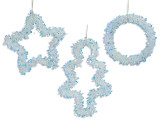 Wreath-Tinsel Xmas Iridescent Chunky Die-Cut 3 Asst: Star / Xmas Tree / Wreath. Cht., MOQ:12