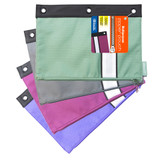 Pencil Pouch-3-Ring Assorted Colors w/Zipper