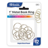 Book Rings 1" Metal/Nickel Plated 12ct.