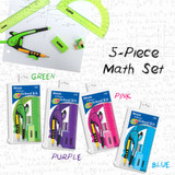 Ruler School Kit 5Pcs w/Zipper Pouch