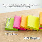 Stick On Notes 1.5"x 2" Neon Colors (70 Sheets Per Pad) 4ct.