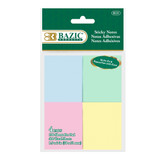 Stick On Notes 1.5"x 2" Pastel Colors (100 Sheets Per Pad) 4ct.