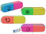 Pencil Case Emoji 7.9 x 2.0 x 2.4in  (Silicone/2-Tone) 4 Assorted Styles
