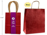 Gift Bags Red-Small w/Twisted Paper (Kraft Paper) 3ct.
