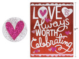 9in(H) x 7in(W) V'tine Glitter MDF Hanging Wall Plaque. English Only
