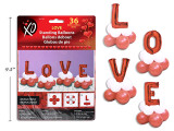 36pk Vtine Standing LOVE Balloons. Polybag w/Insert. English Only