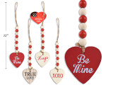 Heart w/Jute Hanger 11-1/8in (Beaded/Wooden) 2 Asst.Styles.