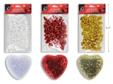 Table Scatter Hearts 18mm (Glitter/Foam) Colors: Red/Gold/White) 50ct.