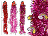 Garland 9ft x 3.6ply Die-Cut Printed Heart Tinsel  3in Tips 3 Styles