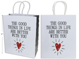 V'tine Kraft w/Red Glitter Giftbag - Medium. Twisted Paper Handle. English Only