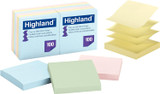 Sticky Notes Highland 3"x 3" Assorted Colors (Pop-Up)  (Dozen)