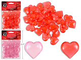 75g Acrylic Heart Shaped Gemstone Table Scatter. 2 Asst Col., Red/Pink. PE Bag w/Header Card