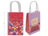 2pk 11.75in(H) Vtine Printed Kraft Giftbags. 2 Asst. Styles. Wrap Header. English Only