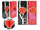 Vtine Glossy HoneyComb Heart Giftbag - Bottle. Glossy Finish w/ PP Handle.