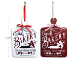 11.75in x 7-7/8in V'tine Printed Cutting Board Style MDF Decor w/Ribbon. 2 Asst. English Only