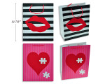 Vtine Matte w/ Felt Aplique Giftbag - Large. Matte Finish w/ PP Handle.