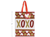 Vtine Matte Full Glitter XOXO Giftbag - Medium. Satin Ribbon Handle. J-hook.