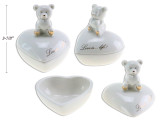 3-7/8in Ceramic White Bear w/Gold Accent Jewelry Box.