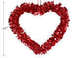 13.6in Tinsel Valentine Heart Wreath, Red Colour Only. Cht