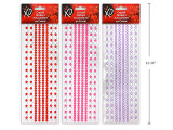 Valentine's Crystal Charm Stickers. 3 Asst.Styles. Pbh