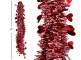 9ft x 3ply Gingham Holographic Heart Tinsel Garland. 2in Tips. Red Colour Only. h/c.